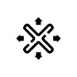 © TP71 - A minimalist vector icon showing multidirectional arrows around a central 'X', symbolizing crypto exchange, token swap, or decentralized currency movement.
