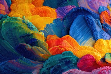 Poster - Vibrant abstract painting displaying a dynamic blend of colors in sweeping brush strokes, showcasing an expressive and energetic composition