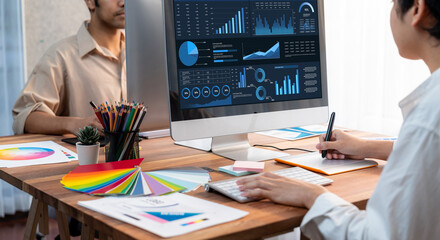 Poster - business data dashboard provide business intelligence analytic for marketing strategy planning brisk