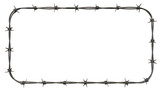 Isolated barbed wire frame on a transparent background offers a raw, edgy design element for various creative projects and symbolic themes.