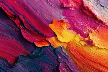 Poster - Vibrant abstract painting showcasing a dynamic interplay of colors blending together to create a lively visual experience