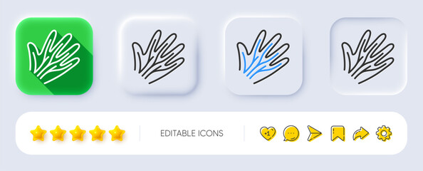 Poster - Veins line icon. Neumorphic, Flat shadow, 3d buttons. Hand varicose disease sign. Nerves syndrome symbol. Line veins icon. Social media icons. Vector