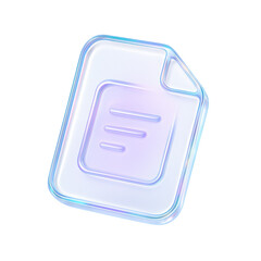 Poster - Transparent, glossy document icon representing digital paperwork and modern technology, emitting a futuristic glow