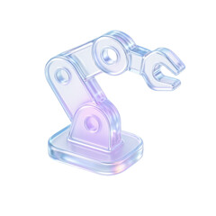 Poster - transparent robotic arm model showcasing high-tech design and futuristic aesthetics, illuminating with vibrant colors, symbolizing innovation and advanced technology