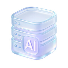 Poster - Glossy translucent data storage containers symbolizing artificial intelligence and digital innovation, showcasing a futuristic concept in technology and design.
