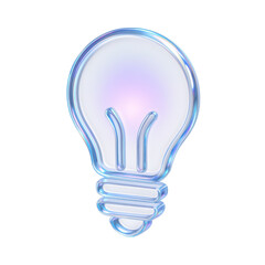 Poster - Semitransparent crystal icon of Glowing transparent light bulb symbolizing innovative ideas and creativity, emanating a soothing aura of inspiration and illumination.