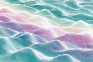 Poster - Pastel color wave pattern in soothing green shades creates a dreamy abstract landscape of soft curves and gentle transitions