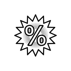 Poster - Starburst Style Percentage Sign Outlined Marketing and Sales Graphic