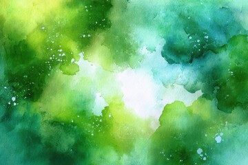 Poster - Abstract watercolor background featuring lush green hues reminiscent of a serene summer landscape supporting creativity and inspiration