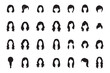 © Authay - Woman hairstyles silhouette icon set. Collection of black vector graphics of female hair cuts for fashion and beauty design