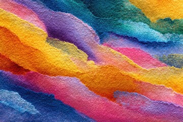 Poster - Colorful abstract watercolor background with vibrant hues of blue, pink, yellow, and orange created using artistic brush techniques