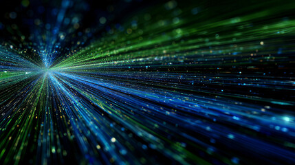 Digital technology internet network speed connection blue green background, cyber nano information, abstract communication, innovation future tech data, Ai big data lines dots, illustration vector 3d