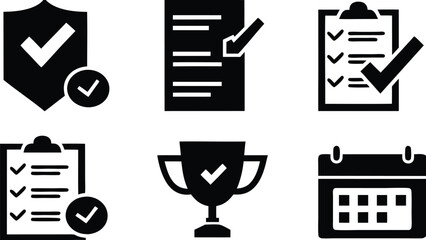 Fototapete - Set of 3D vector icons for web design and business including symbols for computer, book, paper, and concept in black illustration style