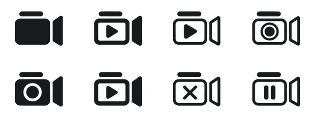 Fototapete - Collection of video and media player icons in various states
