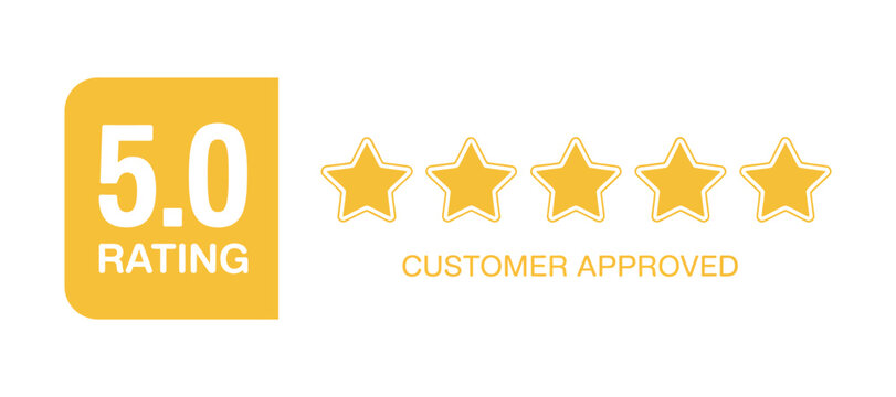 Five Star Rating Icon with Customer Approved Text