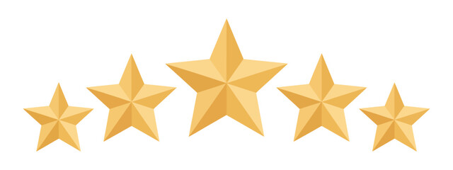 Poster - Five Gold Stars Rating Icon Set on White Background