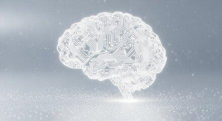Poster - Glowing circuit board brain symbolizing artificial intelligence and technology