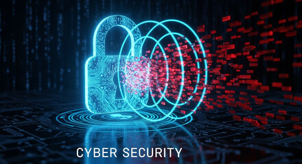 Poster - Cyber Security Padlock Digital Data Protection Network Attack
