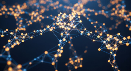 Poster - Abstract network connections with glowing nodes and lines
