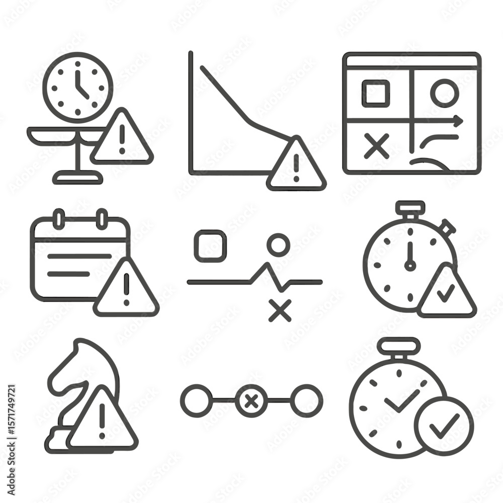 Vector de Stock Time and Risk Icons. Outline style icons of Time ...