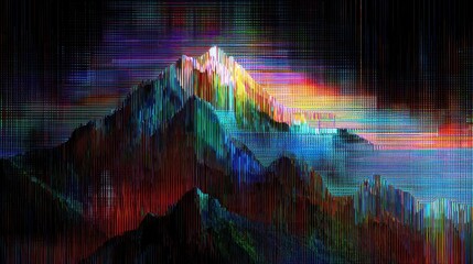 Poster - Glitch Effect Digital Distortion Over Gradient Noise with Holographic Overlay and Screen Scratches for Tech Branding and Event Promotion