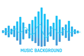 Poster - Music abstract background blue, an equalizer for music displaying sound waves with music waves, representing a music background equalizer vector concept