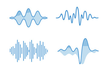 Poster - Vector audio wave set, music wave HUD interface elements, voice graph signal, frequency audio waveform, sound waves