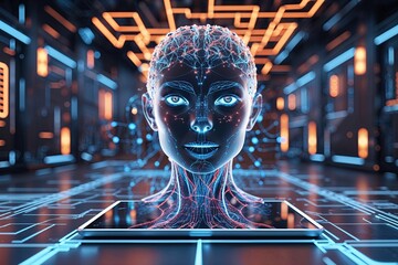 Poster - Innovative Digital Decor for Enhanced Smart Connectivity and Neural Architecture in 3D Design