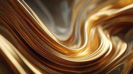 Aufkleber - Golden abstract flowing lines with elegant and modern wavy forms reflecting light to create a visually luxurious and captivating effect