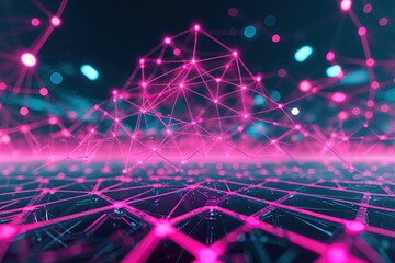 Poster - Futuristic Pink Glowing Network Design on Advanced Cybernetic Framework