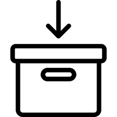 Poster - Archive box with downward arrow outline icon vector
