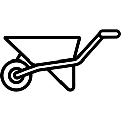 Poster - Wheelbarrow side view outline icon vector