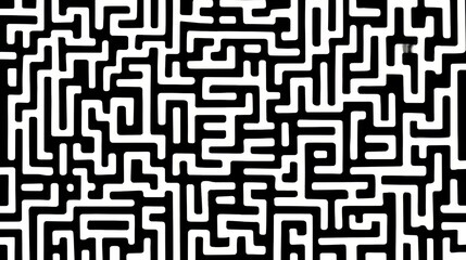 Aufkleber - Maze is shown in black and white. The maze is very intricate and has many twists and turns. The maze is so complex that it is difficult to determine where the end is
