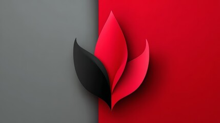 Aufkleber - Red and black leafy design with a red background. The leafy design is black and red, and it is a symbol of growth and vitality. The red background adds a pop of color