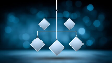 Poster - Blue background with a silver chain hanging from it. The chain has a series of squares hanging from it