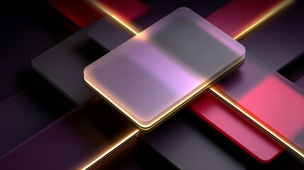 Poster - Series of squares with a clear square in the middle. The squares are red and purple. The squares are arranged in a way that they look like they are stacked on top of each other
