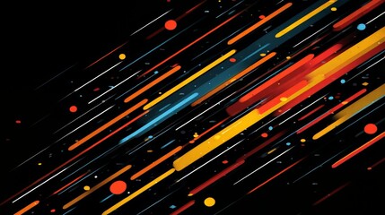 Aufkleber - Colorful, abstract image of a stream of dots and lines. The image is a mix of red, blue, and yellow colors. The lines and dots are arranged in a way that creates a sense of movement and energy