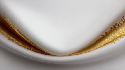 Aufkleber - Gold and white fabric with a gold stripe. The fabric is draped over a white background. The gold stripe is the main focus of the image