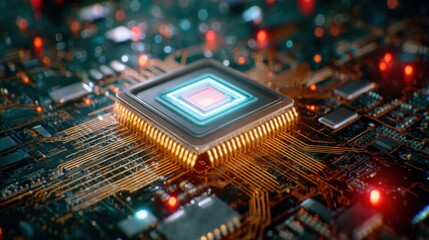 Poster - A close-up of a central processing unit (CPU) on a circuit board