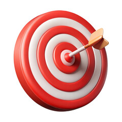 Poster - 3d dartboard with arrow hit isolated on transparent background