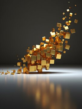Golden cubes abstract background luxury design element premium quality wallpaper art