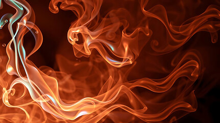 Poster - Abstract orange smoke swirls gracefully against a dark backdrop