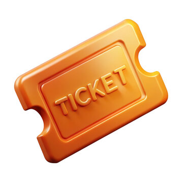 3d orange ticket isolated on transparent background