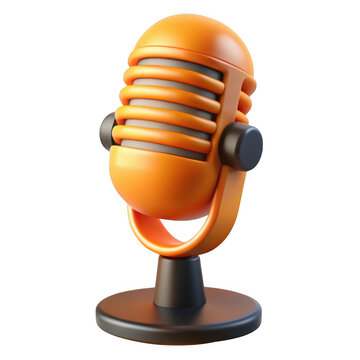 3d vintage microphone isolated on transparent background
