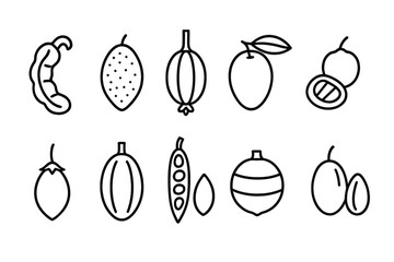 Poster - Exotic fruit outline icon set. tropical, caribbean fruits, linear icons collection