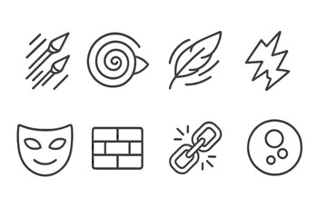 Poster - Creative elements line icon set. artistic, abstract outline icons collection