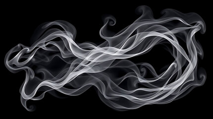 Poster - Intricate swirls of white smoke form an abstract design against a solid black background