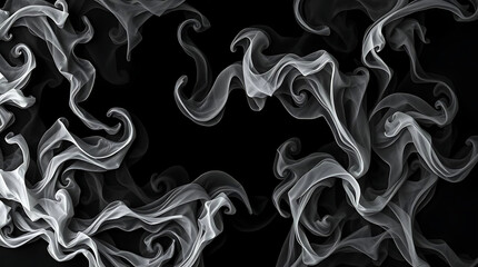 Poster - Intricate patterns of white smoke dance across a black canvas, forming an abstract and mesmerizing design
