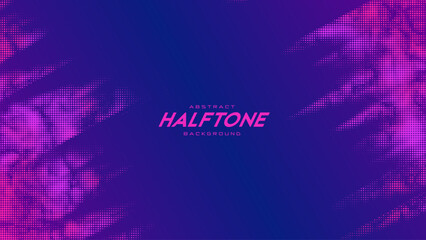 Poster - Abstract vector torn monochrome halftone background. Scrathed dotted texture element. Diagonal composition