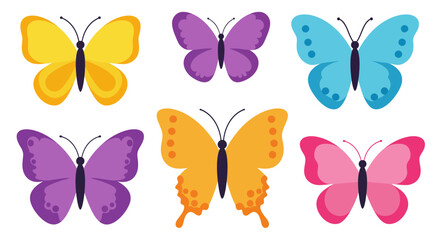 Poster - Colorful butterflies vector illustration isolated on a white background collection